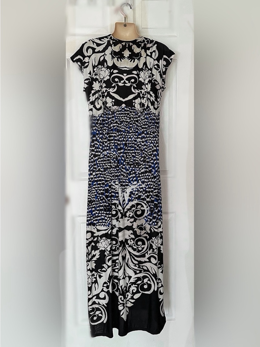 Blue and Black Patterned Maxi Dress - Unbranded
